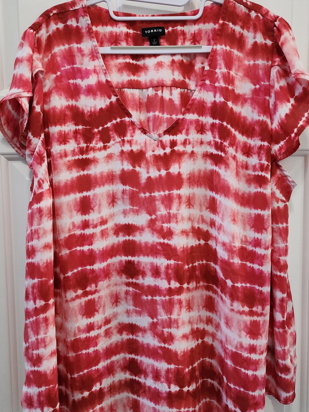 torrid Red & White Tie-Dye V-Neck Tunic